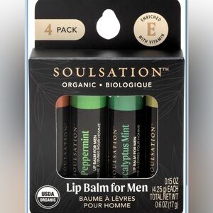 NWOT Soulsation 4 Pack Lip Balm for Men